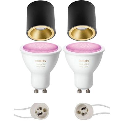 Philips Hue Opbouwspot Set GU10 - Mat Zwart/Goud - Dimbaar & Bluetooth