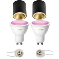 Philips Hue Opbouwspot Set GU10 - Mat Zwart/Goud - Dimbaar & Bluetooth - thumbnail