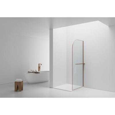 Aloni Douchewand - 100x200cm - afgeronde hoeken - veiligheidsglas - 6mm - handdoekhouder - koper geborsteld DW-100BC Aloni Douchewand - 100x200cm - afgeronde hoeken - veiligheidsglas - 6mm - handdoekhouder - koper geborsteld DW-100BC