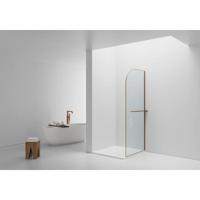 Aloni Douchewand - 100x200cm - afgeronde hoeken - veiligheidsglas - 6mm - handdoekhouder - koper geborsteld DW-100BC - thumbnail