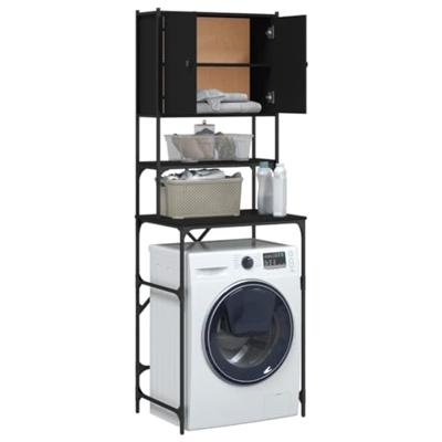 Wasmachinekast 68x48,5x194 cm zwart - thumbnail