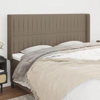 Hoofdbord met randen 163x16x118/128 cm stof taupe - thumbnail