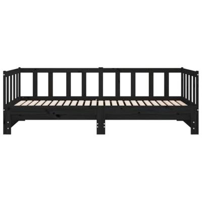 Slaapbank uitschuifbaar massief grenenhout zwart 2x(90x190) cm - thumbnail