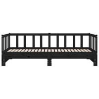 Slaapbank uitschuifbaar massief grenenhout zwart 2x(90x190) cm - thumbnail