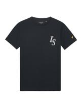 Lyle & Scott zomer t-shirt jongens - Navy blauw - Monogram print - thumbnail