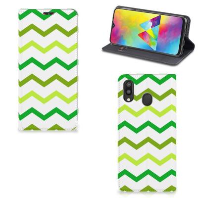 Samsung Galaxy M20 | Hoesje met Magneet | Zigzag Groen
