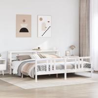 Bedframe met hoofdeinde zonder matras 200x200 cm wit - thumbnail