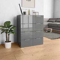Dressoir 60x35x80 cm bewerkt hout hoogglans grijs - thumbnail