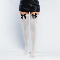 Pantykousen wit met zwarte strik - thumbnail