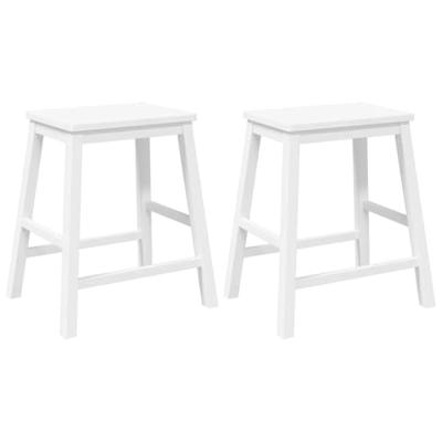 Barstoelen 2 st massief hout wit