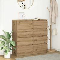 Dressoir 100x35x99 cm bewerkt hout artisanaal eikenkleurig - thumbnail
