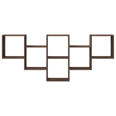 Wandschap 159x18x66 cm bewerkt hout bruin eikenkleurig