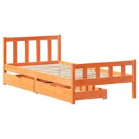 Bedframe zonder matras massief grenenhout wasbruin 75x190 cm - thumbnail