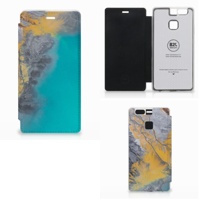 Huawei P9 Smartphonehoesje Marble Blue Gold - thumbnail