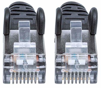 Intellinet 741224 RJ45 Netwerkkabel, patchkabel CAT 6A S/FTP 30.00 m Zwart Folie afscherming, Afscherming gevlochten, Afgeschermd, Halogeenvrij 1 stuk(s)