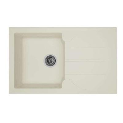 STRADOUR Ingebouwde gootsteen 1 kom + 1 afdruiprek Aloa - Hars - 81 x 50 cm - Wit