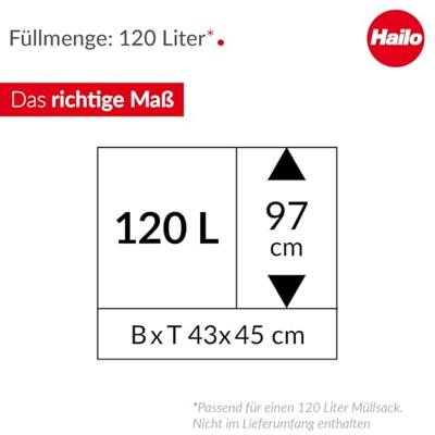 Hailo 0912-060 ProfiLine WSB Design XXXL Afvalscheider 120L Grijs