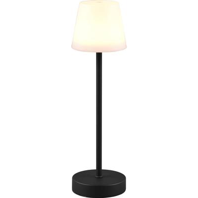 LED Tafellamp met Oplaadbare Batterijen - Trion Marty - 2.2W - Aanpasbare Kleurtemperatuur - Dimbaar - Spatwaterdicht IP44 - Rond - Zwart