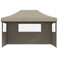 VidaXL Partytent inklapbaar pop-up met 3 zijwanden taupe - thumbnail