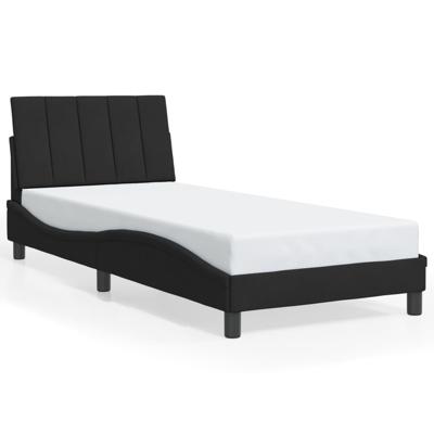 Bedframe met LED zonder matras "Hanko" fluweel zwart 90x190 cm