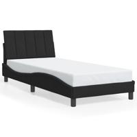 Bedframe met LED zonder matras "Hanko" fluweel zwart 90x190 cm - thumbnail