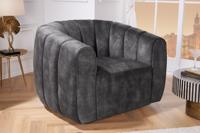Draaibare design fauteuil BABYLON donkergrijs fluwelen lounge cocktailstoel - 43528 - thumbnail