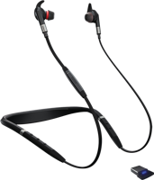 Jabra Evolve 75e UC Wireless Earbuds – Unified Communications Optimised Earphones With Long-Lasting Battery Life – Vibrating Neckband and Busylight – Black - thumbnail