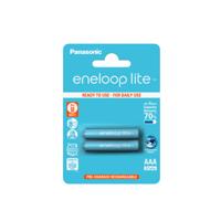 Panasonic eneloop lite, AAA/Micro herlaadbare batterijen, Ready-to-Use, 2-pack, min. 550 mAh, oplaadbare batterijen in plasticvrije verpakking, Ni-MH batterij - thumbnail
