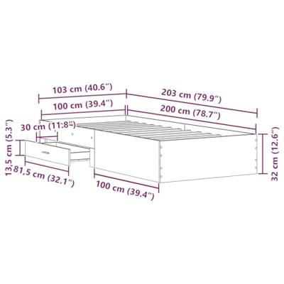 Bedframe met lades met lade Oud hout 100 x 200 cm Bewerkt hout