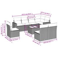 9-delige Loungeset met kussens poly rattan beige - thumbnail