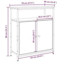 Dressoir 70x30x80 cm bewerkt hout artisanaal eikenkleur - thumbnail