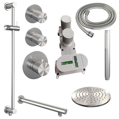 Brushed Carving thermostatische inbouw regendouche set 13 met 20 cm douchekop en handdouche