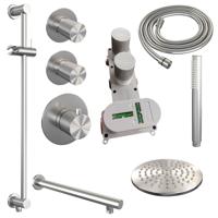 Brushed Carving thermostatische inbouw regendouche set 13 met 20 cm douchekop en handdouche - thumbnail