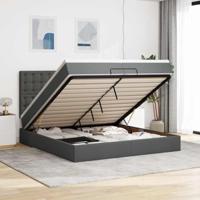 Ottoman bed met matrassen 200x200cm stof donkergrijs - thumbnail
