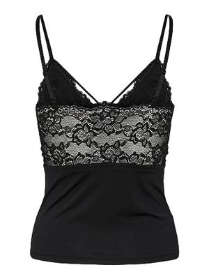 Dames hemd kant - Lace top Nichelle - Dames kanten onderhemd - Microfiber spaghetti bandjes