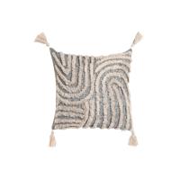 Kussen Home ESPRIT Wit Grijs Kwastjes Boho 45 x 15 x 45 cm - thumbnail