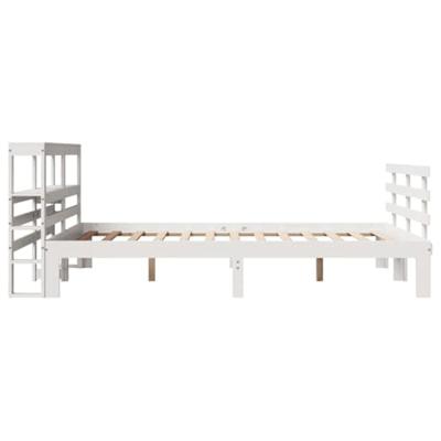 Bedframe met hoofdbord massief grenenhout wit 120x190 cm - thumbnail