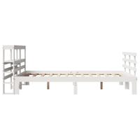 Bedframe met hoofdbord massief grenenhout wit 120x190 cm - thumbnail