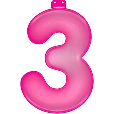 Opblaasbaar Cijfer 3 Roze 35cm