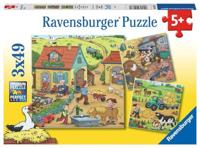 Ravensburger puzzelset boerderij - 3 x 49 stukjes - thumbnail
