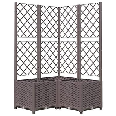 VidaXL Plantenbak met latwerk 80x80x136 cm polypropeen bruin