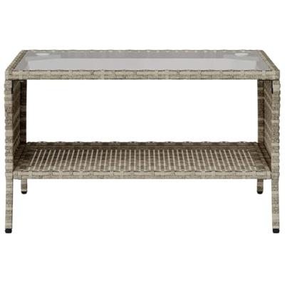 Tuinbank 2-zits met kussens & tafel poly rattan lichtgrijs