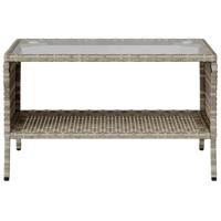 Tuinbank 2-zits met kussens & tafel poly rattan lichtgrijs - thumbnail