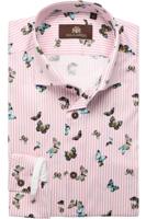 Circle Of Gentlemen Overhemd Flavio Roze Vlinder Print Cutaway Slim Fit - thumbnail