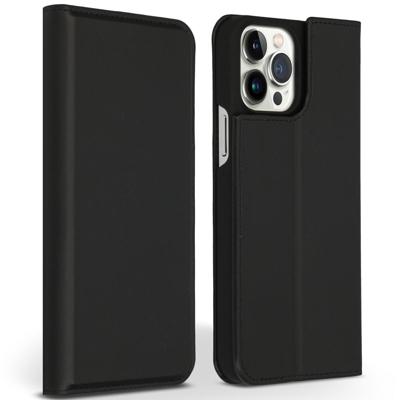 Accezz Premium Leather Slim Book Case voor Apple iPhone 13 Pro Max Telefoonhoesje Zwart Accezz Premium Leather Slim Book Case voor Apple iPhone 13 Pro Max Telefoonhoesje Zwart