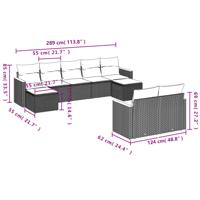 10-delige Loungeset met kussens poly rattan zwart - thumbnail
