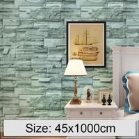 Groene bakstenen creatieve 3D steen baksteen decoratie behang Stickers slaapkamer woonkamer muur waterdicht Wallpaper Roll grootte: 45 * 1000cm - thumbnail
