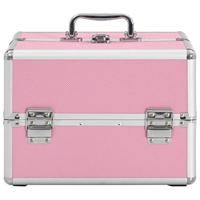 VidaXL Make-up koffer 22x30x21 cm aluminium roze - thumbnail