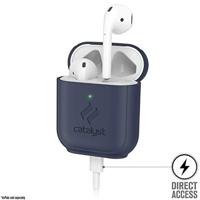 Staand hoesje voor AirPods 1 & 2 siliconen AirPods hoesje, zichtbaar oplaadbaar, extra grip hoogglans oppervlakteafwerking, compatibel met draadloos opladen - Marineblauw - thumbnail