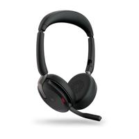 Jabra Evolve2 65 Flex Link380c MS + Ladepad On Ear headset Bluetooth Stereo Zwart Noise Cancelling Headset, Microfoon uitschakelbaar (mute), Volumeregeling, - thumbnail